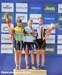 podium: Yana Belomoyna (Ukraine), Pauline Ferrand Prevot (France), Helen Grobert (Germany) 		CREDITS:  		TITLE: MTB World Championships 		COPYRIGHT: CANADIANCYCLIST