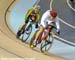 Shuang Guo (China) and Olga Panarina (Belarus)  		CREDITS: Rob Jones  		TITLE: 2010 Track World Championships Copenhagen, Denmark  		COPYRIGHT: Rob Jones/CANADIANCYCLIST