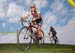 Amanda Sin pulls away from the Womens field on lap 1 		CREDITS:  		TITLE:  		COPYRIGHT: