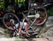 Burry Stander (Specialized Racing) crashes at the top of Beatrice 		CREDITS: Rob Jones 		TITLE: World Cup Mont Ste-Anne 		COPYRIGHT: Rob Jones/www.canadiancyclist.com 2011� All rights retained - no copying, printing or other manipulation, editing or proce