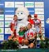 The women get up close and personal with the Yeti mascot 		CREDITS:  		TITLE: Nove Mesto Na Morave World Cup 		COPYRIGHT: Rob Jones/www.canadiancyclist.com 2011� All rights retained - no copying, printing or other manipulation, editing or processing permi