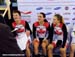 The Canadians wait for the awards ceremony 		CREDITS:  		TITLE: Track World Cup London 		COPYRIGHT: Rob Jones/www.canadiancyclist.com 2012� All rights retained - no use permitted without prior, written permission