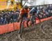 Mathieu van der Poel (Ned) and Michael Vanthourenhout (Bel) navigate the ruts 		CREDITS:  		TITLE: 2018 Cyclo-cross World Championships, Valkenburg NED 		COPYRIGHT: Rob Jones/www.canadiancyclist.com 2018 -copyright -All rights retained - no use permitted 