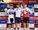 Final World Cup overall: l to r: Joshua Dubau, Petter Fagerhaug, Filippo Colombo 		CREDITS:  		TITLE: 2018 La Bresse MTB World Cup 		COPYRIGHT: Rob Jones/www.canadiancyclist.com 2018 -copyright -All rights retained - no use permitted without prior; writte